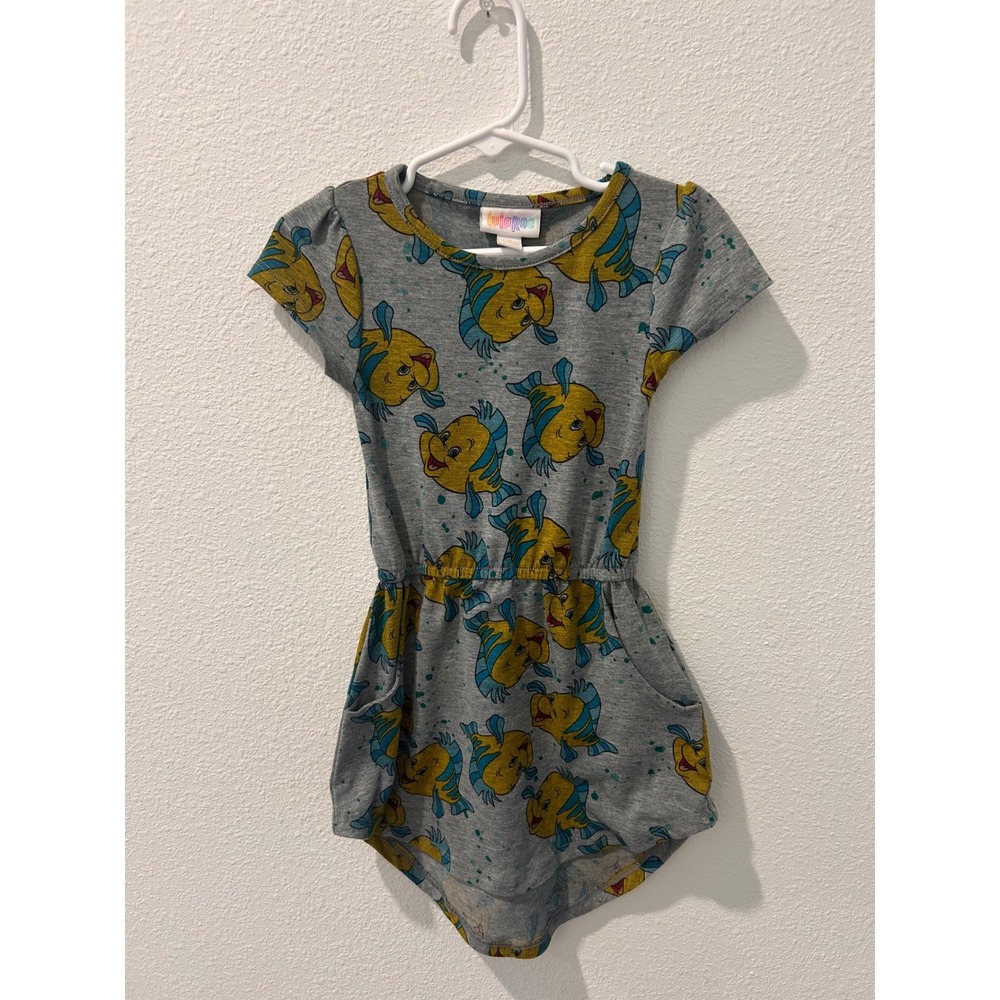 LuLaRoe Disney Little Mermaid Flounder Dress Girls Size 2